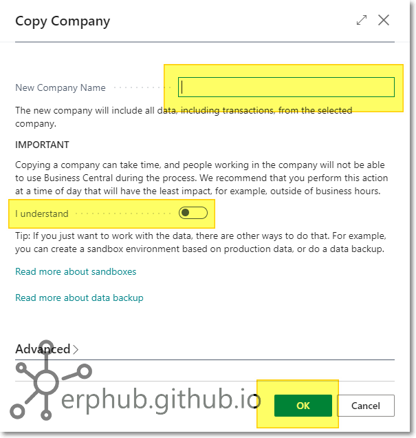 Business Central - Copying Company
